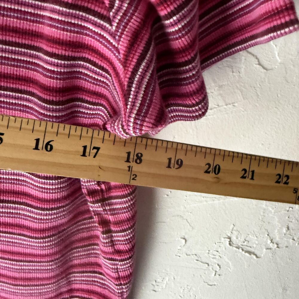 St Johns Bay Shirt Vintage Y2k Extra Large Pink Striped V Neck Short Sleeve‎ - Picture 6 of 7